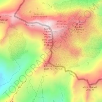 Mapa topográfico Col de Serre, altitude, relevo