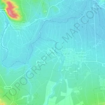 Mapa topográfico Cotes, altitude, relevo