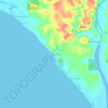 Mapa topográfico Pangpang, altitude, relevo