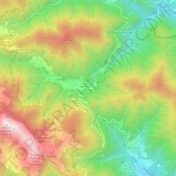 Mapa topográfico San Rocco in Turrite, altitude, relevo
