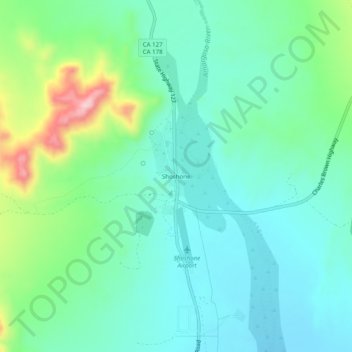 Mapa topográfico Shoshone, altitude, relevo