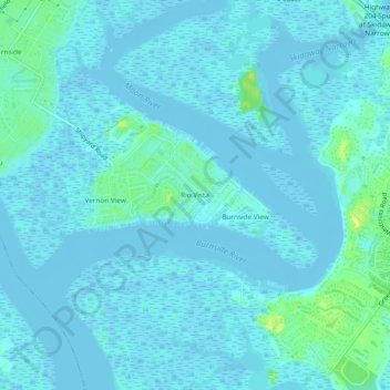 Mapa topográfico Rio Vista, altitude, relevo