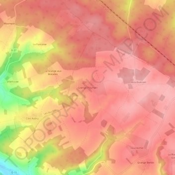 Mapa topográfico Grange Pourrain, altitude, relevo