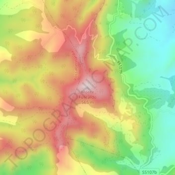 Mapa topográfico Monte Fuscaldo, altitude, relevo