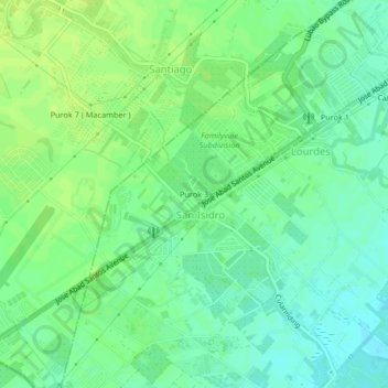 Mapa topográfico Purok 3, altitude, relevo