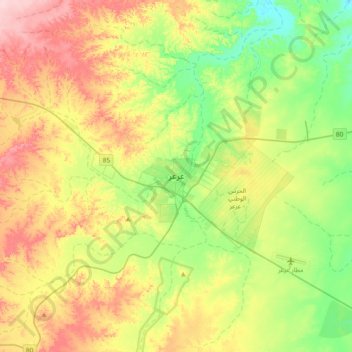 Mapa topográfico `Ar`ar, altitude, relevo