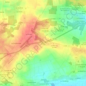 Mapa topográfico Le Patis des Mules, altitude, relevo