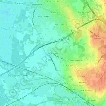 Mapa topográfico La Villeneuve, altitude, relevo