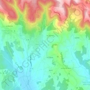 Mapa topográfico La Foucherie, altitude, relevo