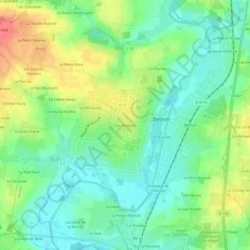 Mapa topográfico Les Omblais, altitude, relevo