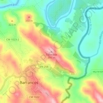 Mapa topográfico Colorada, altitude, relevo