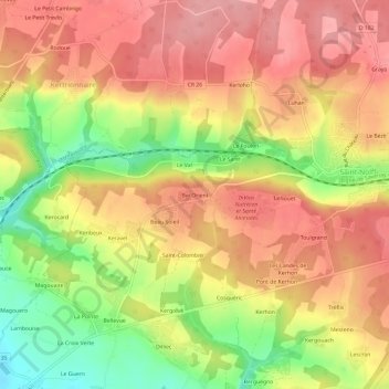 Mapa topográfico Bel Orient, altitude, relevo