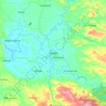 Mapa topográfico Danao, altitude, relevo