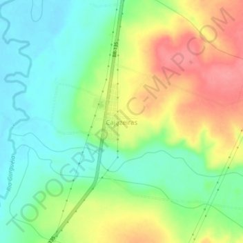 Mapa topográfico Cajazeiras, altitude, relevo