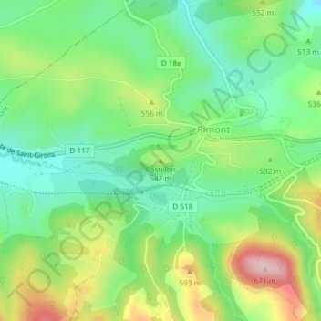 Mapa topográfico Castillon, altitude, relevo