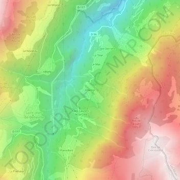 Mapa topográfico Villartier, altitude, relevo