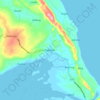 Mapa topográfico Salcedo, altitude, relevo