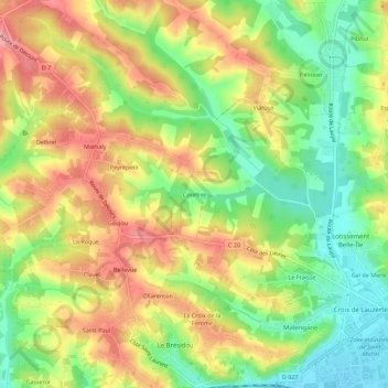 Mapa topográfico Courtise, altitude, relevo