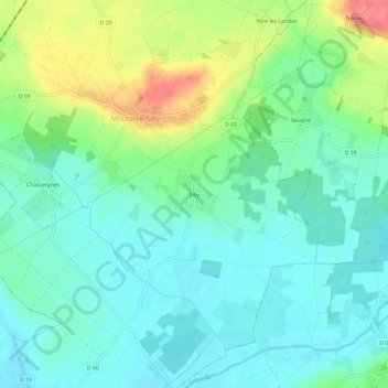 Mapa topográfico Silly, altitude, relevo