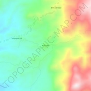 Mapa topográfico Corales, altitude, relevo