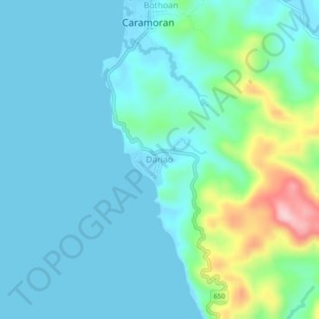 Mapa topográfico Dariao, altitude, relevo