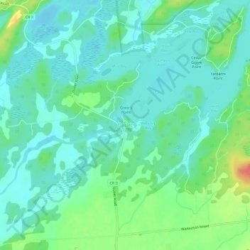 Mapa topográfico Outlet, altitude, relevo