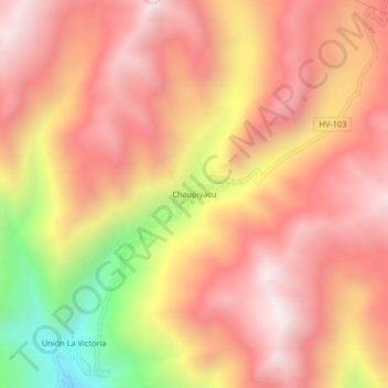 Mapa topográfico Chaupiyacu, altitude, relevo