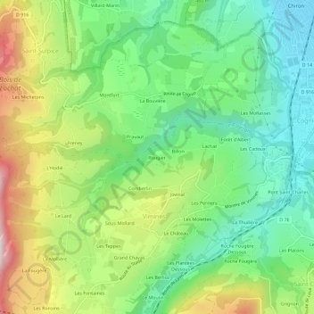 Mapa topográfico Rougier, altitude, relevo