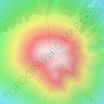 Mapa topográfico Mount Semeru, altitude, relevo