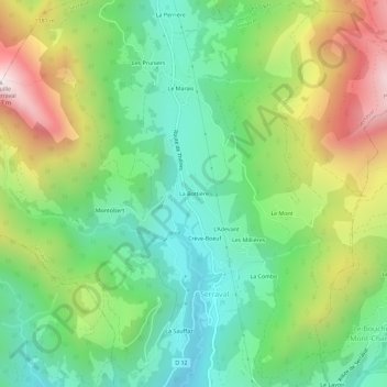 Mapa topográfico La Bottière, altitude, relevo