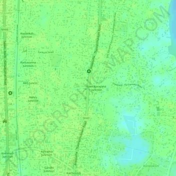 Mapa topográfico Thalavady, altitude, relevo