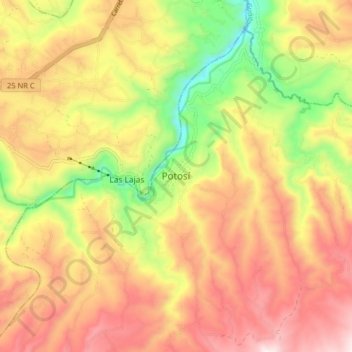 Mapa topográfico Potosí, altitude, relevo