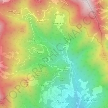 Mapa topográfico Ferro-Raimondo, altitude, relevo