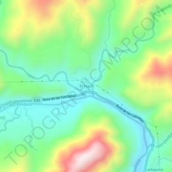 Mapa topográfico El Topo, altitude, relevo