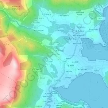 Mapa topográfico A Pena do Vilar, altitude, relevo