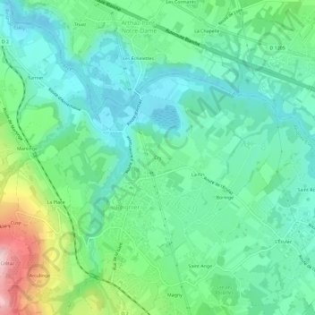 Mapa topográfico Cry, altitude, relevo