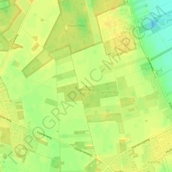 Mapa topográfico Hondsrug, altitude, relevo