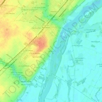Mapa topográfico Les Caves, altitude, relevo