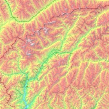 Mapa topográfico ضلع چترال, altitude, relevo