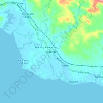 Mapa topográfico Agdangan, altitude, relevo