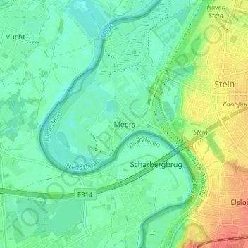 Mapa topográfico Meers, altitude, relevo