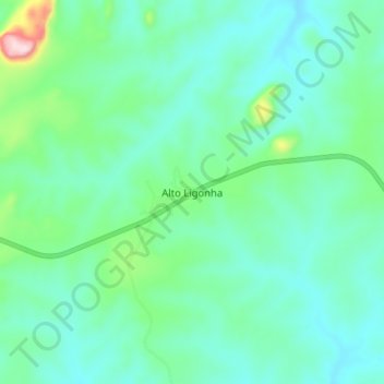 Mapa topográfico Alto Ligonha, altitude, relevo