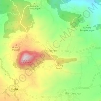 Mapa topográfico Mendelem, altitude, relevo