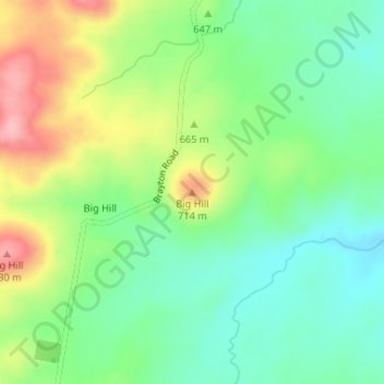 Mapa topográfico Big Hill, altitude, relevo