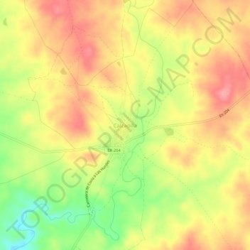 Mapa topográfico Calzadilla, altitude, relevo