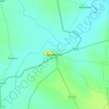 Mapa topográfico Navalagunda, altitude, relevo