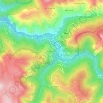 Mapa topográfico Balazuègnes, altitude, relevo