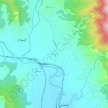 Mapa topográfico Jabori, altitude, relevo