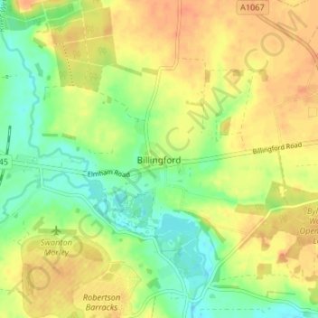 Mapa topográfico Billingford, altitude, relevo