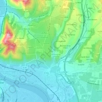 Mapa topográfico Torras, altitude, relevo